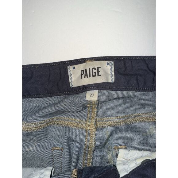 Paige Jeans Womens 27 Blue Hoxton Ankle Dark Wash Stretch Soft Denim Fray Hem - Picture 13 of 14